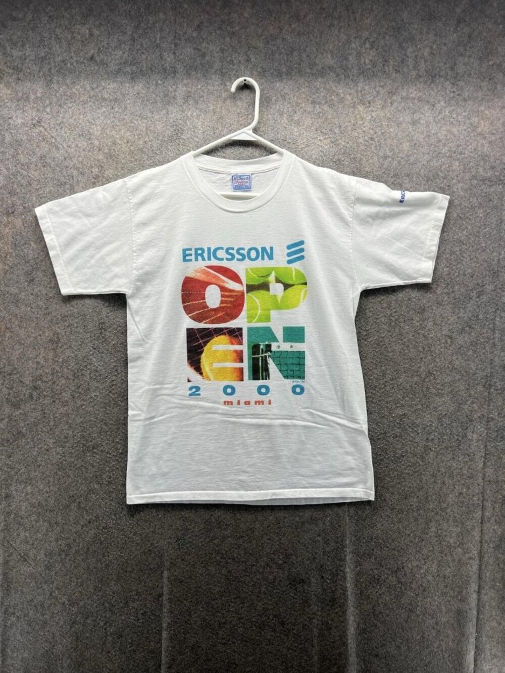 All Sport Shirt Mens Medium White Ericsson Open 2000 Miami Tennis Graphic Tee